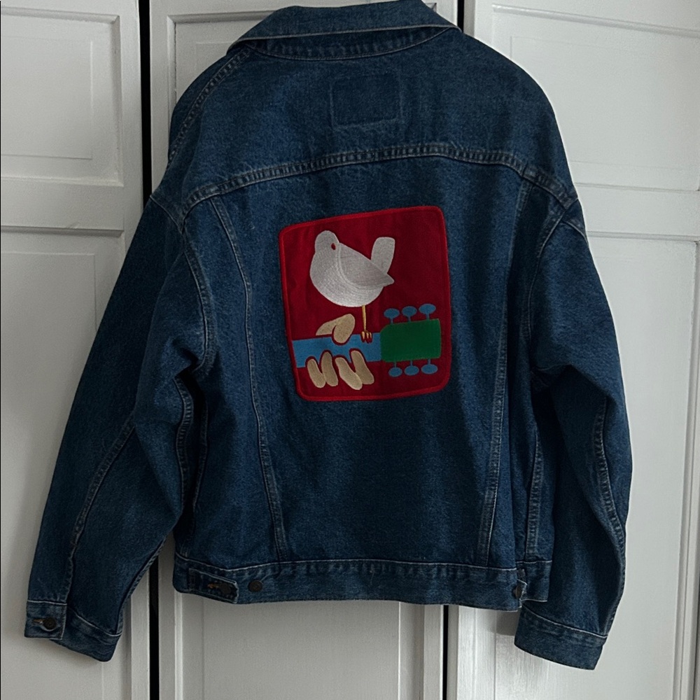 Vintage Woodstock Denim Jacket by Star Gear XL — 90s Embroidered